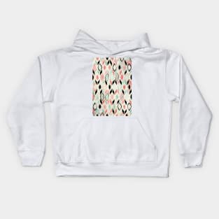 Patchwork Pattern in Coral, Mint, Black & White Kids Hoodie